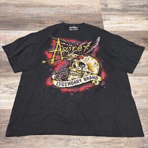 Avirex T-Shirt Black Mens XL Goth Eagle Wing Skull Grunge Y2K Mallgoth Graphic